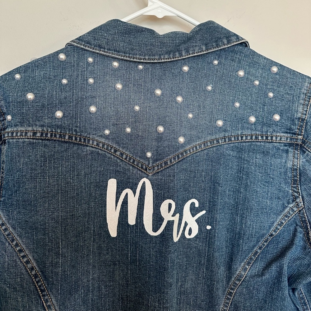 Bride “Mrs” Jean Jacket with Pearls